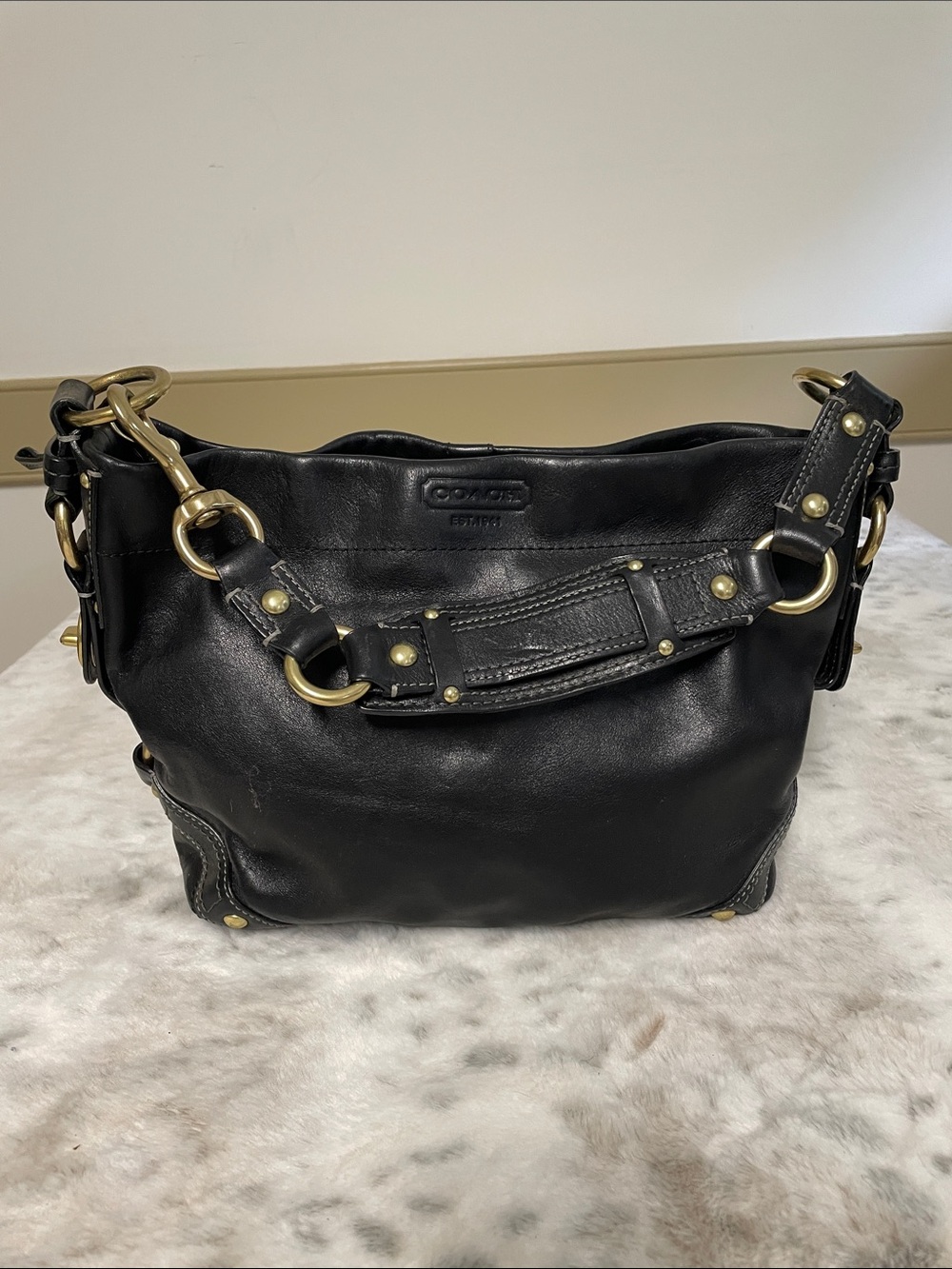 Coach Classic Leather Bag w/Brass Hardware